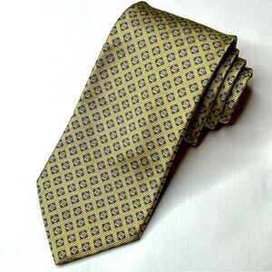 Butter Yellow & Blue Brooks Brothers Men's Silk Tie. Made in USA